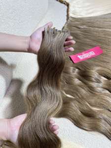 Meilleur vendeur Cheveux à bande invisible Fournisseur de faisceaux de cheveux humains brésiliens brillants Meilleure qualité Cheveux humains doublement étirés - Product Image 4