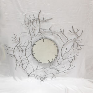 Espejo de pared moderno con acabado plateado de forma única de Metal de hierro de la India, estilo elegante, decoración de pared de lujo para el hogar, superventas - Product Image 1