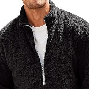 Stand Collar Full Zip Big Pocket Decoración Chaqueta de invierno Color sólido Simple Warm Polar Fleece Chaquetas para hombres - Product Image 2