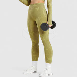 Legging d'entraînement pour femme, taille élastique, longueur genou, motif uni, respirant et confortable, qualité supérieure, directement de l'usine - Product Image 4