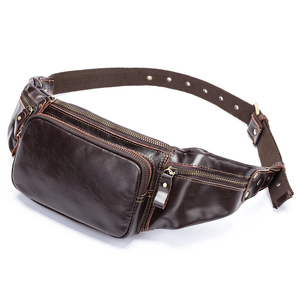 Riñonera de cuero de vaca para hombre, nueva riñonera pequeña informal, riñonera para hombre para teléfono móvil y tarjetas de crédito, bolso de pecho de viaje - Product Image 1