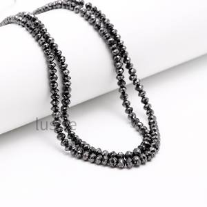 Diamant noir à facettes Rondelle perles brins de pierre pour la fabrication de bijoux beau diamant noir perles à facettes en gros diamant - Product Image 1