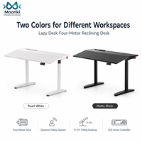 Bureau debout ergonomique inclinable électrique à quatre moteurs, plateau pliable de 0 à 15 degrés pour utilisation assis-debout ou inclinée dans le salon (en métal)