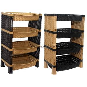 Set Of 2 Customized Size And Logo Available Black And Brown Color 4 Layer Kitchen Storage Rack And <b>Shelving</b> Units From India - Product Image 1