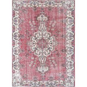 Alfombra de Lana Anudada a Mano de Gran Tamaño, Diseño de Medallón Rojo y Naranja, para Sala de Estar, Pasillo Rectangular, Modelo Pae-2694 - Product Image 1