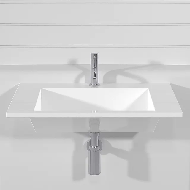 Lavabo 650x455xh150 en résine composite de haute qualité italienne sur le dessus LINE pour la vente au détail