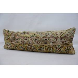 Oreiller en laine Patchwork Kantha bohème de luxe 16x48 Beige pouces brodé Floral Vintage tissé Technique literie sol Portable - Product Image 4