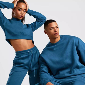 Unisex Hooded Grey <b>Cropped</b> Sweatshirt Cargo <b>Jogger</b> Pants Two Piece Tracksuit Casual Loungewear Athletic Workout Streetwear 100% - Product Image 6