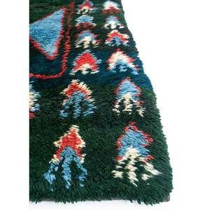 Tapis en laine noués à la main Nuray Green, style géométrique et abstrait bohème, pour entrée, salon et couloir - Pae-1385 - Product Image 4