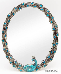 Miroir de toilette décoratif ovale en métal doré de style shabby chic de luxe, nouveau design, sur pied - Product Image 1