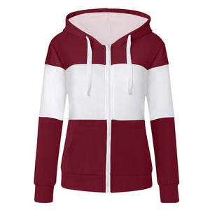 Sweat-shirts à capuche pour femmes, couleur personnalisée, automne, 100% polyester, prix bas, fermeture éclair, haute qualité, vente en gros, séchage rapide - Product Image 1