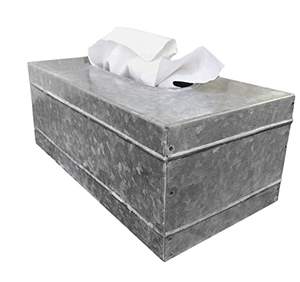 Cubierta de caja de pañuelos rectangular galvanizada de granja rústica de metal | Construcción de calidad El acento de granja cálido perfecto para ti - Product Image 3