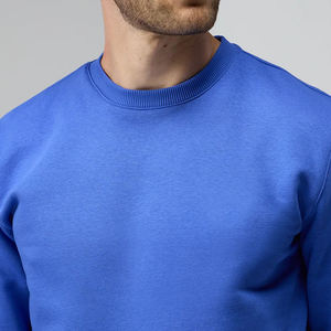 Sweat-shirt à col rond 100% coton de qualité supérieure pour homme, sweat-shirt à capuche côtelé de taille unisexe de coupe régulière en bleu - Product Image 4