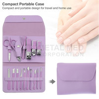 Kits de manucure professionnels de luxe en acier inoxydable de haute qualité, légers et réutilisables, 7 en 1, avec étui à ongles et logo personnalisé – Nouveauté
