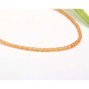 Collier fin en argent sterling 925 avec perles rondes facettées en saphir orange de 2,5 à 3 mm, 16 pouces - Product Image 4