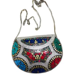 Pochette mosaïque métallique de soirée design faite à la main sac à bandoulière sac à main de fête pour dames avec motif de boîte accessoire de soirée de luxe - Product Image 1