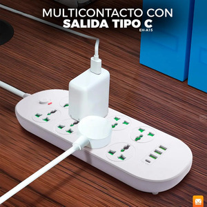 Multiprise USB de bureau avec protection contre les surtensions - Couleurs assorties - Product Image 2