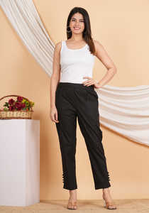 Pantalones de Licra Negros Elásticos para Mujer, Corte Regular para Comodidad en la Oficina, Viajes y Uso Diario - Product Image 5