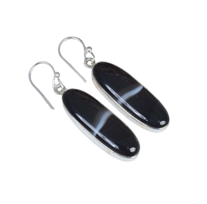 Boucles d'oreilles en agate à bandes 925 en argent Sterling pierres précieuses crochet boucle d'oreille forme de poire bijoux pour femmes bijoux faits à la main cadeau pour le jour de Pâques - Product Image 1