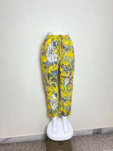 Pantalones de Pijama estampados de algodón para mujer, pantalones de salón de algodón con diseño tropical amarillo para mujer, pantalones informales amarillos con estampado de pájaros para mujer - Product Image 5