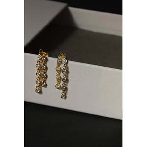 Pendientes de Cadena de Doble Bucle con Cristales - Product Image 6