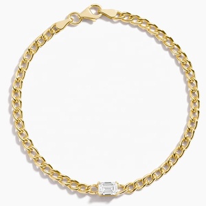 LYBURCHI Vintage Fashion Jewelry Hypoallergenic Brass 14K 18K Gold Plated Emerald&amp;<strong>London</strong> Blue Topaz Chain <strong>Bracelet</strong> for Women - Product Image 3