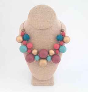 Collar de madera con cuentas redondas de uso diario, collar grueso de moda - Product Image 4