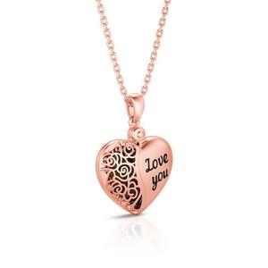 Jeulia Personalized Sterling <b>Silver</b> Photo <b>Locket</b> Necklace-Vintage Heart Design Gold Plated Chain Anniversary Gift - Product Image 4