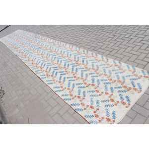 Alfombra Turca de 3.7x21.7 pies, Alfombra de Lana Vintage con Puntos Blancos - Product Image 2