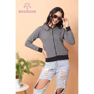 Sudadera de invierno Evolve para mujer, 100% algodón, forro polar sin forro, ecológica, de secado rápido, transpirable, manga larga, con cremalleras y detalles de costura - Product Image 2