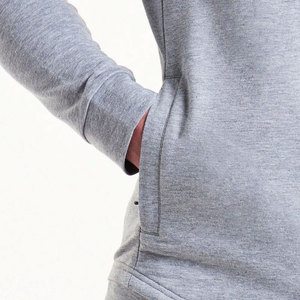Sudadera con Capucha y Cierre de Cremallera para Hombre, Corte Ajustado, Manga Larga, Color Gris Sólido, Informal, para Otoño, Tejido Transpirable - Product Image 4