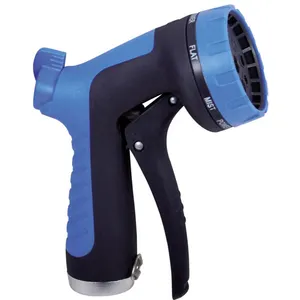 Multi-Pattern Garden Water Gun Front Trigger Variable Flow Controls 7 Nozzles Metal Plastic Body Water Hose Spray Nozzles