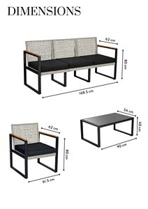 Juego de 4 piezas de reposabrazos de madera de acacia, muebles de comedor de ratán baratos para Hotel, jardín, Villa, uso al aire libre, origen de Vietnam - Product Image 5