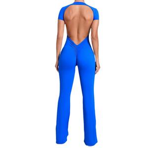 Bodycon Jumpsuits for Women Sexy Backless Flare Leg Stretchy Bodycon <b>Romper</b> Yoga Pants Casual Clubwear Bodysuit - Product Image 6