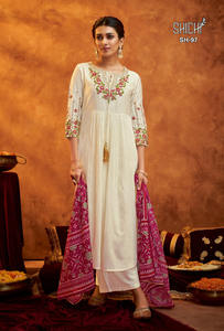 Kurti en soie mélangée de viscose lourde à la demande avec imprimé patola en soie avec Kurti pour femmes moins lourd pour vêtements de mariage - Product Image 2