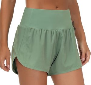 Short de course à séchage rapide taille haute pour femme Short d'entraînement athlétique avec doublure en maille et poches zippées - Product Image 2