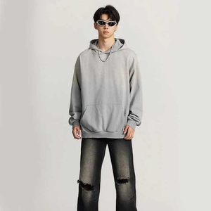 À la mode vierge en détresse lavé à l'acide pull à capuche Logo personnalisé surdimensionné Vintage hommes lavage à l'acide à capuche décontracté hommes sweats à capuche - Product Image 6