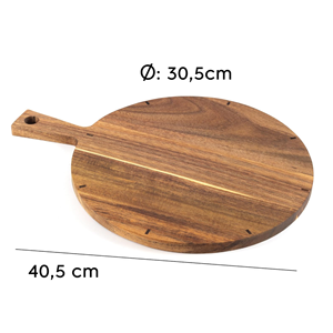 Tabla Redonda de Madera para Pizza y Bandeja para Servir, Plato Artesanal de Madera Natural Ecológica, Fabricante Mayorista Vietnam OEM ODM - Product Image 2
