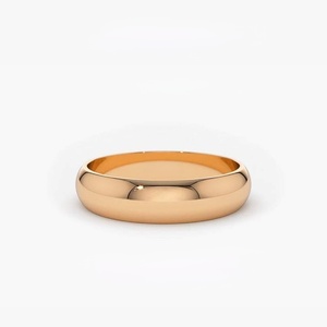 แหวนเพชร14K ทรงโดมคลาสสิกกว้าง4มม. ดีไซน์เรียบและเรียบง่ายเหมาะสำหรับปลูกในห้องแล็บที่แสดงถึงความเรียบง่ายและสง่างาม - Product Image 2