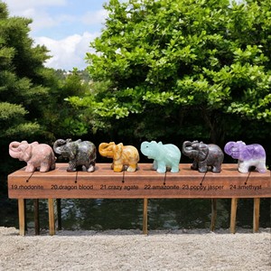 Elefante de cristal tallado a mano estatuilla de piedras preciosas naturales para decoración del hogar regalo espiritual meditación Reiki y equilibrio energético - Product Image 6