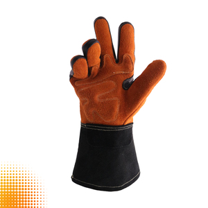 Gants de sport en cuir de vachette fendu de qualité supérieure résistant à la chaleur BBQ Grill Cheminée Tig Soudeur Gants de sécurité de soudage - Product Image 3