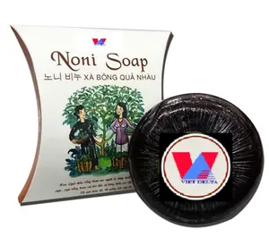 Diskon besar potongan sabun sayuran lingkaran 120g noni sabun alami buatan tangan murni noni minyak 100% Harga terbaik dari Vietnam ekspor