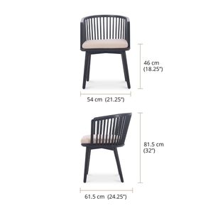 Silla de Madera de Teca Marcelino, Silla de Comedor Moderna de Madera de Teca Sólida con Cojín y Acabado Negro - Product Image 4