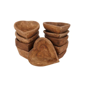 Bols à pâte en bois rustiques de haute qualité bol décoratif en forme de coeur pour la nourriture, bougie fabriquée au Vietnam bon prix - Product Image 2