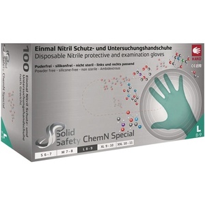 ถุงมือไนไตรล์แบบใช้แล้วทิ้ง SolidSafety ChemN XXL สีเขียว ประเภทอุปกรณ์ป้องกันส่วนบุคคล (PPE) หมวดที่ 3 มาตรฐาน EN 21420 EN 374 EN 455 AMPRI - Product Image 3