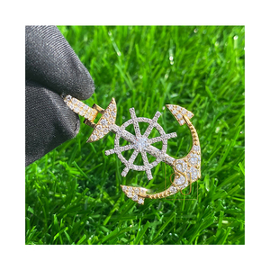 Collier personnalisé en argent sterling 925 glacé religieux Lance de la Liberté Jésus Ancre Charme Lab Grown Diamond Hip Hop Pendentif - Product Image 1