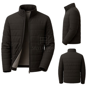 Chaqueta acolchada de invierno para hombre, chaqueta acolchada cálida con cuello levantado, chaqueta informal para exteriores con cierre de cremallera, logotipo personalizado disponible - Product Image 6