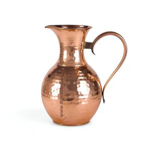 Jarra de cobre martillado artesanal de primera calidad con jarra de metal con mango ergonómico, ideal para decoración y servicio del hogar, capacidad de 1,5 l - Product Image 2