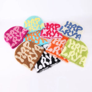 New Arrival Unisex Letter Knitted Acrylic Beanie <b>Hats</b> OEM Double Layer <b>Satin</b> <b>Lined</b> Thick & Warm Fancy Outdoor Streetwear Beanies - Product Image 6