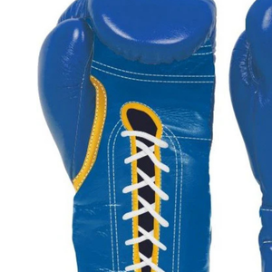 Gants de boxe à lacets Winning Bleu Or Cuir véritable de qualité supérieure Gants de boxe professionnels pour l'entraînement et la compétition 8oz - Product Image 4